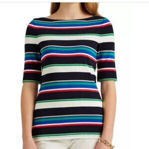Lauren Ralph Lauren Metallic Striped Boatneck Top